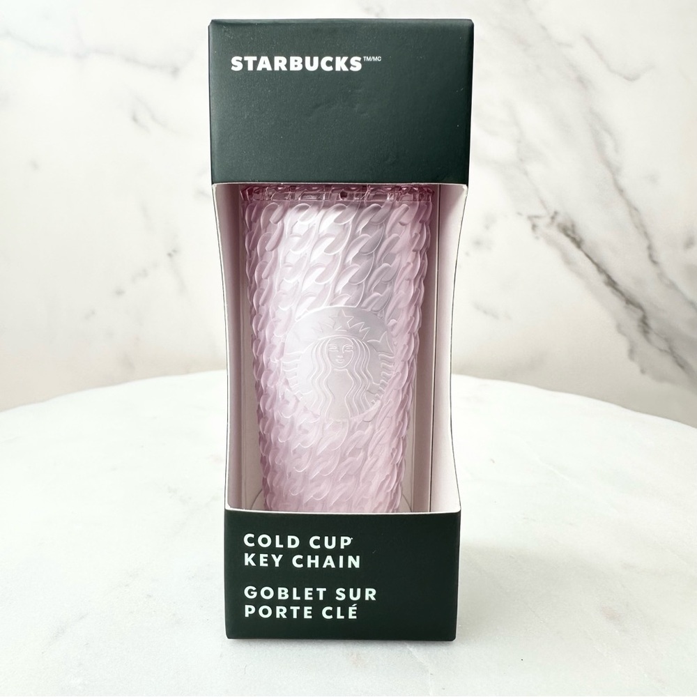 Starbucks Soft Touch Pink Chain Link Keychain NWT